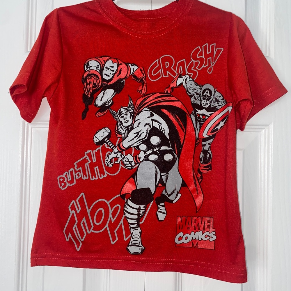 Boys Red Marvel comics cotton tee